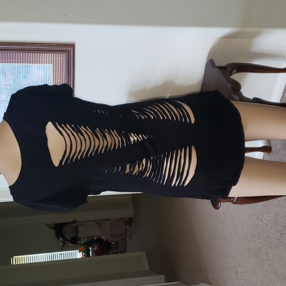 magic custom Tops - "Ballin Paris" xs cap sleeve back shredded cut outs